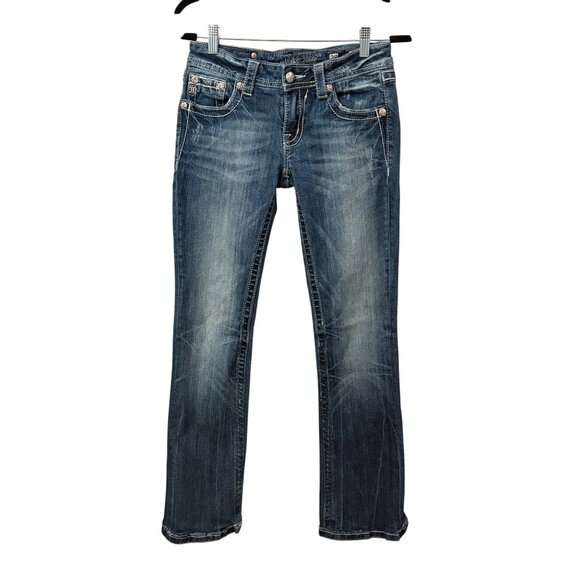 Miss Me Denim - MissMe Womens Flare Jeans Size28 Denim Mid-RiseJP5443F4 Embellished Back Pockets